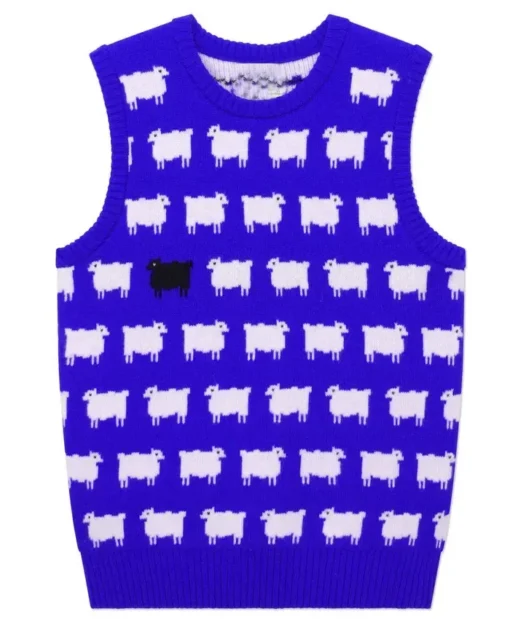 Princess Diana Black Sheep Printed Dark Blue Sweater Vest