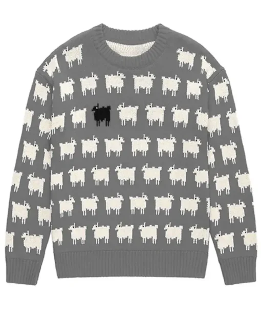 Princess Diana Black Sheep Printed Grey Sweater