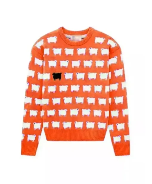 Princess Diana Black Sheep Printed Orange Sweater