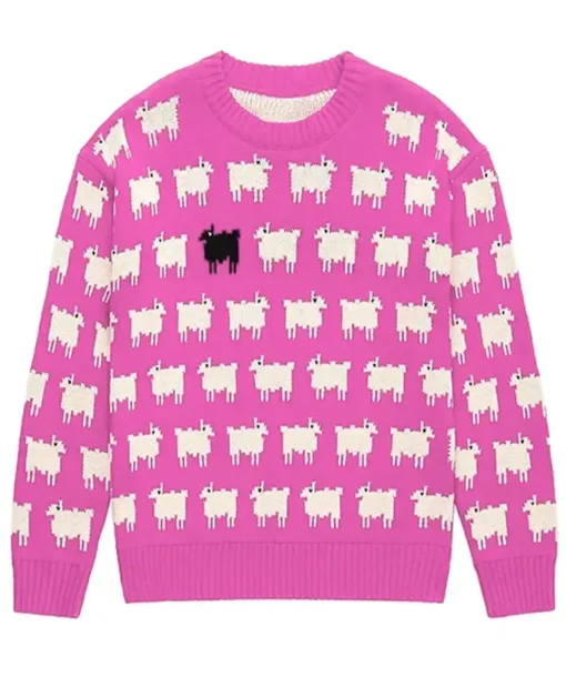 Princess Diana Black Sheep Printed Pink Sweater