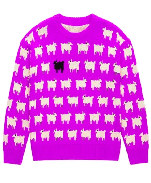 Princess Diana Black Sheep Printed Purple Sweater