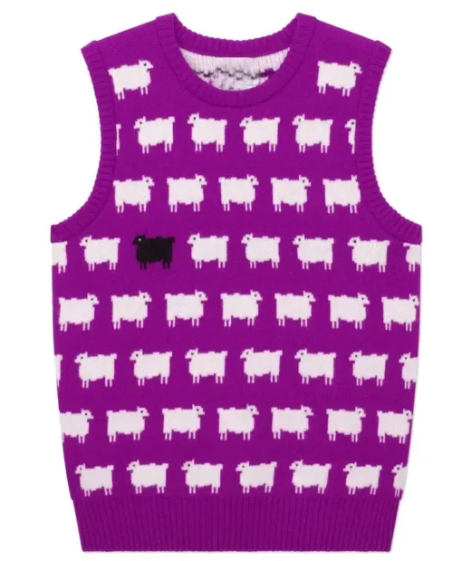 Princess Diana Black Sheep Printed Purple Sweater Vest