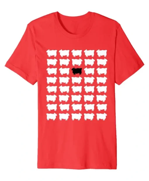 Princess Diana Black Sheep Printed Red T-Shirt