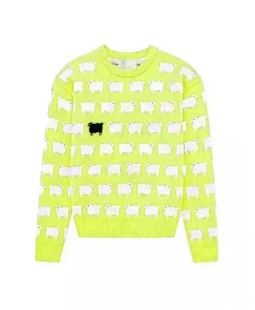 Princess Diana Black Sheep Printed Yellow Sweater