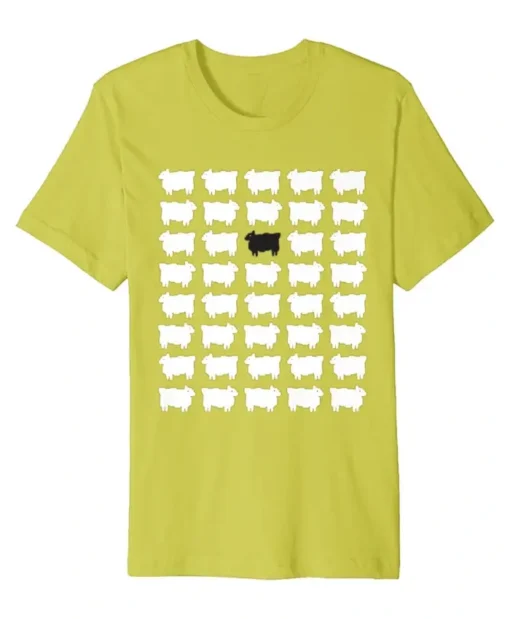 Princess Diana Black Sheep Printed Yellow T-Shirt