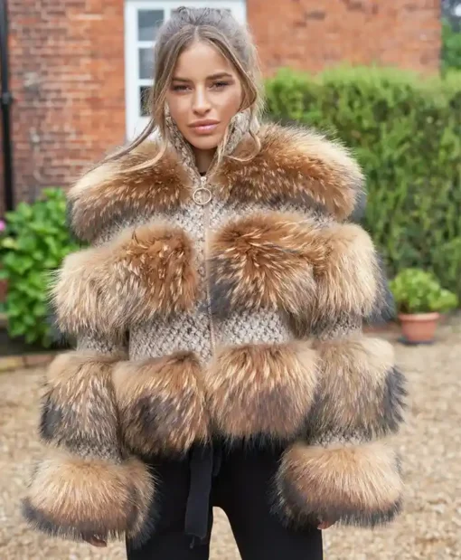 Raccoon Fur And Tweed Coat