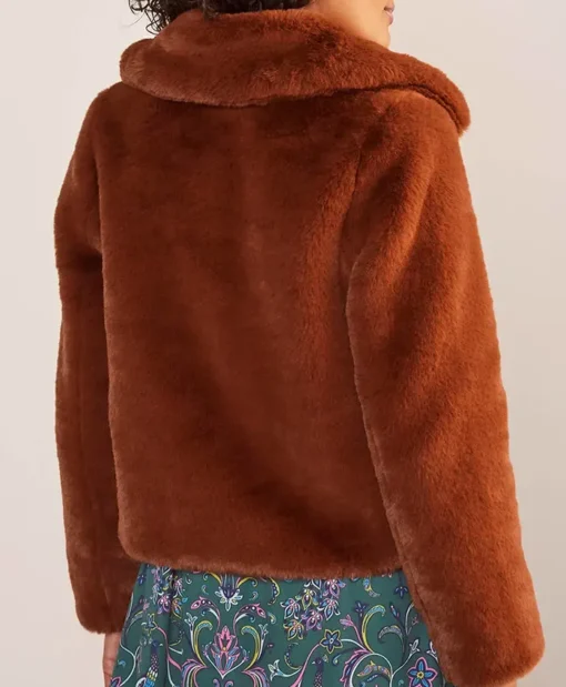 Reddish Brown Faux Fur Jacket