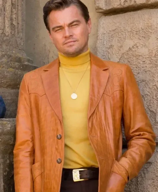 Rick Dalton Once Upon A Time In Hollywood Leonardo DiCaprio Brown Real Leather Blazer