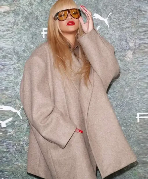 Rihanna Launch Party 2024 Grey Coat