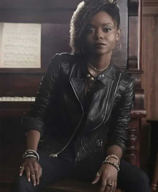 Riverdale S02 Ashleigh Murray Black Leather Biker Jacket