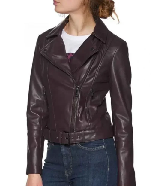 Riverdale S05 Betty Cooper Maroon Leather Biker Jacket