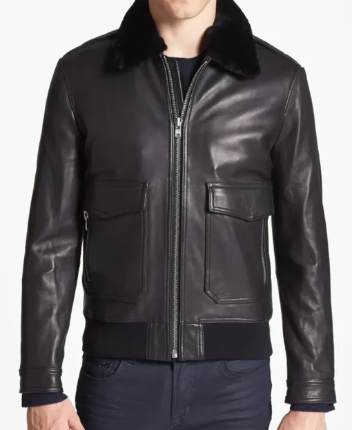 Ron K Bomber Jacket In Grained Lambskin