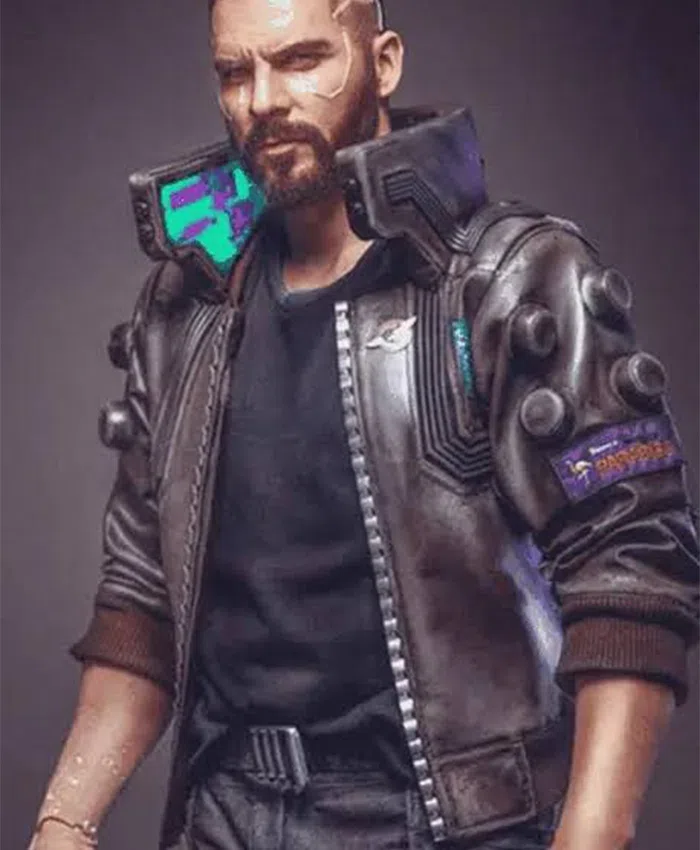 Men's Large Distressed Brown Cyberpunk 2077 Samurai store Cosplay Pleather Jacket