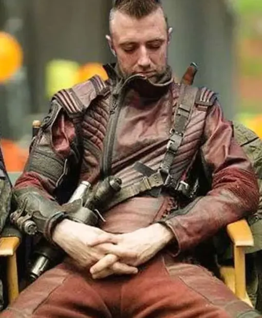 Sean Gunn Guardians of The Galaxy Vol. 3 Kraglin Maroon Leather Jacket