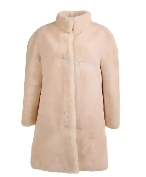 Sheared Beaver Womens Cream Fur Coat