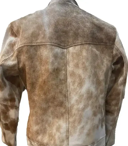 Shop Cowhide Brown And White Fur Leather Jacket For Men And Women