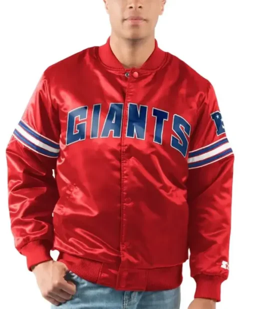 Shop NFL Kari Mann New York Giants Satin Letterman Varsity Jacket For Men And Women