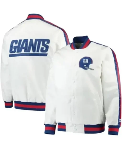 Shop NFL Kari Mann New York Giants Satin Letterman Varsity Jacket For Men And Women For Sale