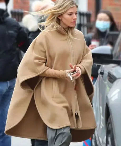 Sienna Miller Anatomy Of A Scandal Poncho Brown Coat