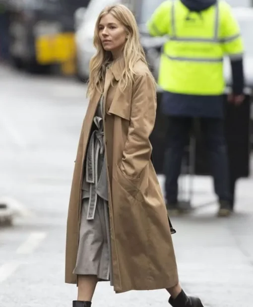 Sienna Miller Anatomy of a Scandal Beige Coat