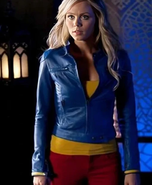 Smallville Supergirl Laura Vandervoort Leather Blue Jacket