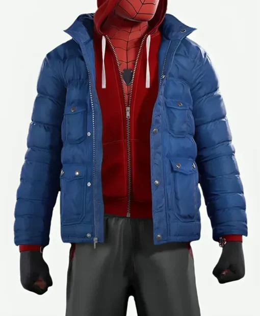 Spider-Man Miles Morales Blue Parachute Quilted Puffer Jacket