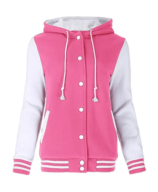 Stephanie J Edikted Women Pink Oversized Wool Varsity Jacket