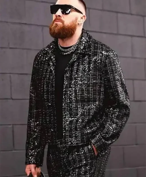 Super Bowl Travis Kelce Black Sequin Jacket