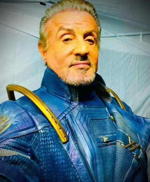 Sylvester Stallone Guardians of The Galaxy Vol. 3 Stakar Ogord Blue Leather Jacket