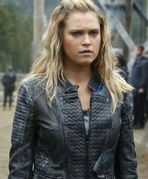 The 100 Eliza Taylor Quilted Leather Black Jacket