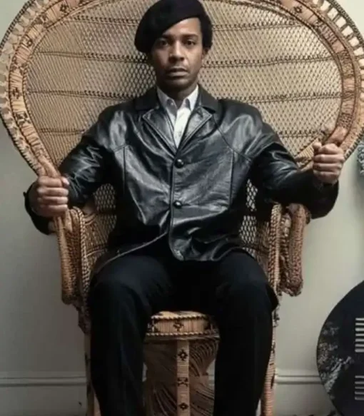 The Big Cigar Huey Newton Black Leather Coat