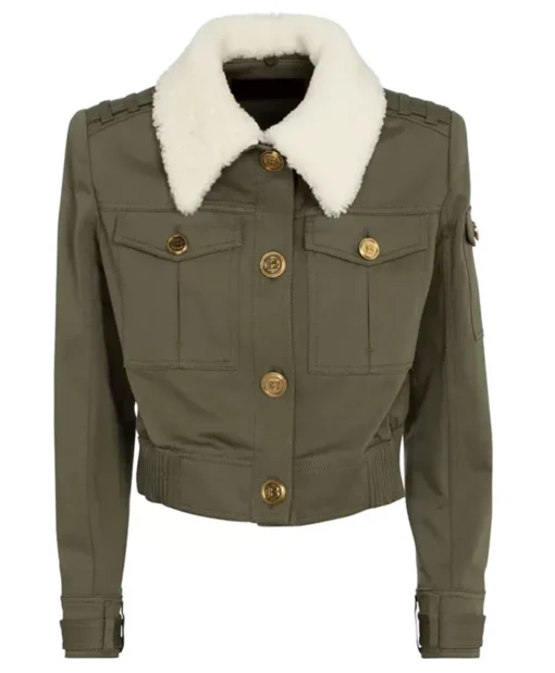 The Equalizer Liza Lapira Fur Collar Green Jacket