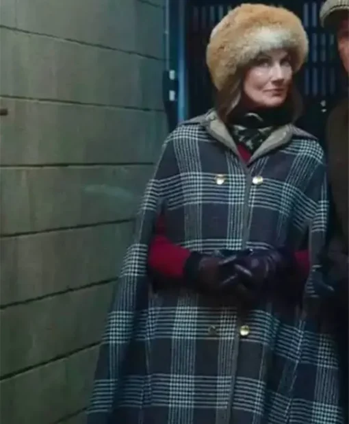 The Gentlemen Joely Richardson Plaid Cape Coat