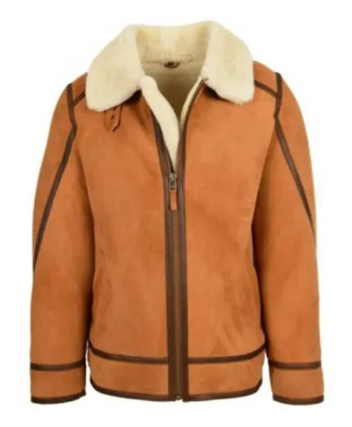 Top Gun B3 Bomber Brown Shearling Fur Aviator Leather Jacket