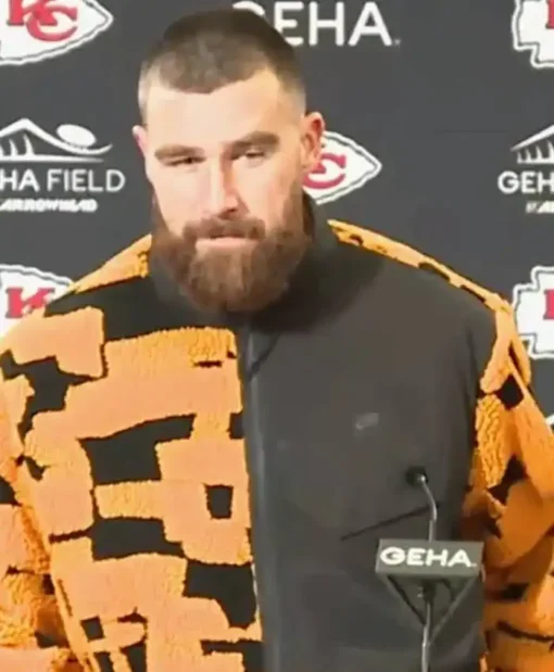 Travis Kelce Orange And Black Fur Jacket