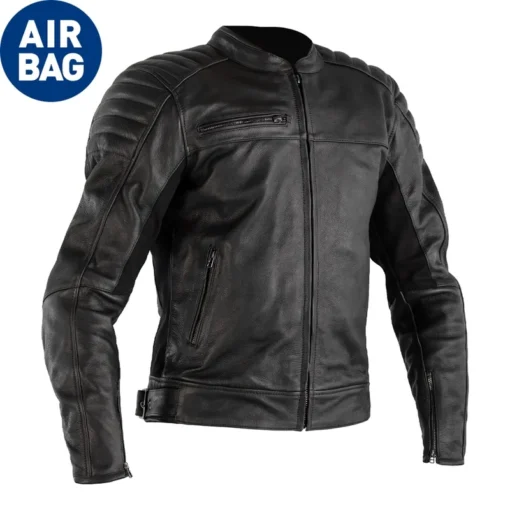 Trent RST Fusion Airbag Ce Mens Black Cafe Racer Leather Jacket