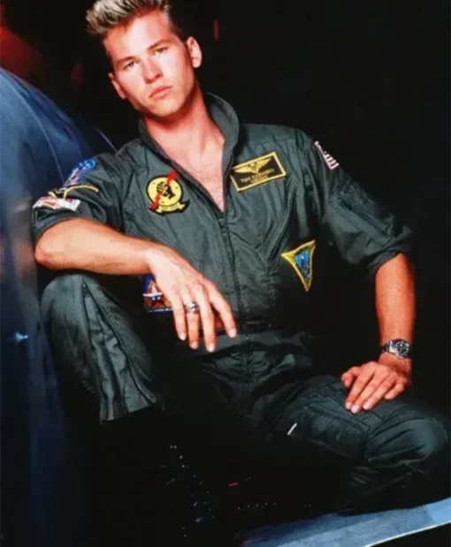 Val Kilmer Top Gun Green Costume Uniform Cotton Jumpsuit