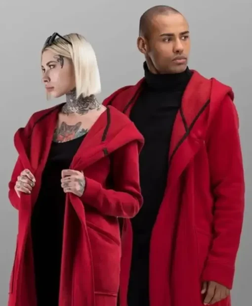 Valentines Couples Long Red Coat