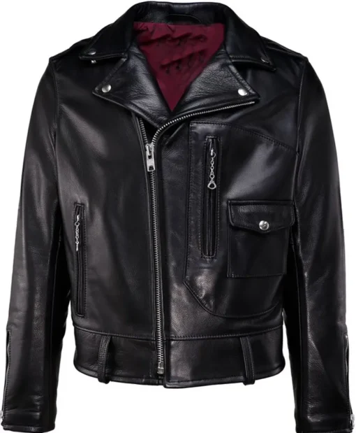 Vandals Vintage Style D Pocket Black Biker Leather Jacket