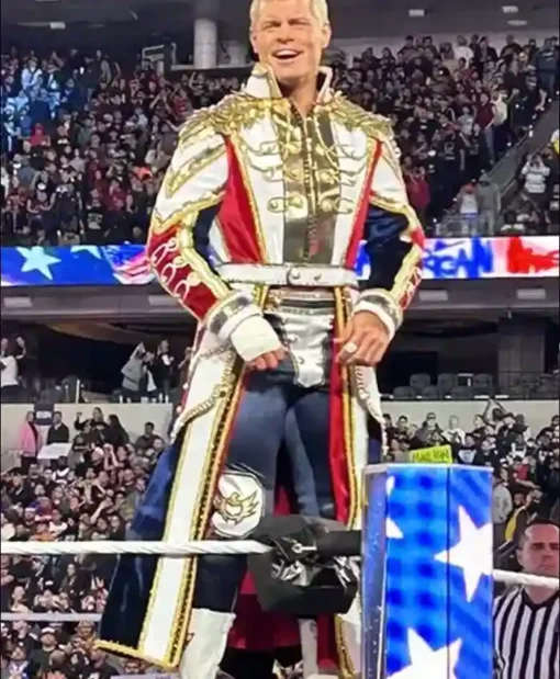 WWE Cody Rhodes White Military Leather Coat