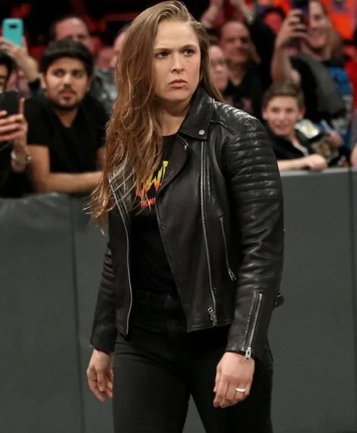 WWE Wrestler Ronda Rousey Black Biker Jacket