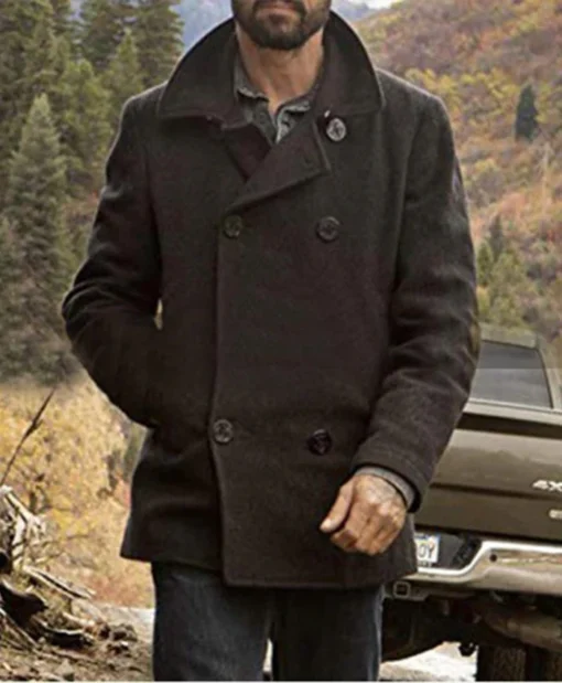 Walker TV Series Yellowstone Season 03 Episode 03 Ryan Bingham Wool Double Breasted Grey Coat