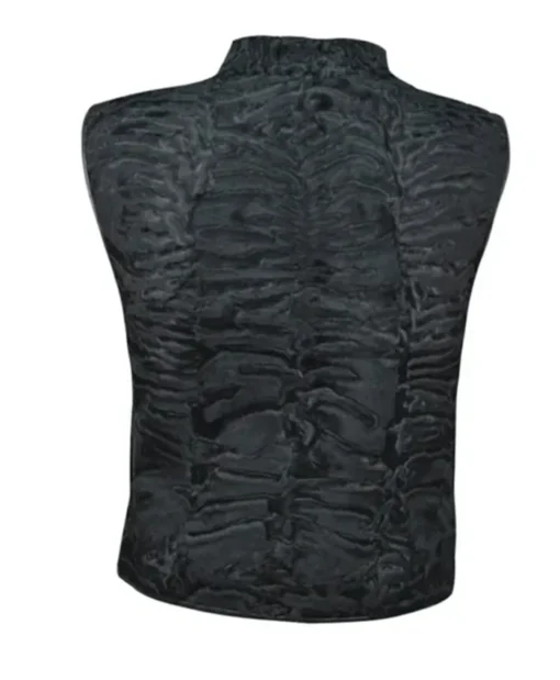 Warm Broadtail Persian Karakul Lamb Fur Winter Black Vest Waistcoat For Men And Women