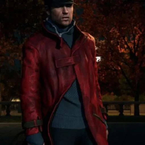 Watch Dogs Aiden Pearce Leather Red Coat sale