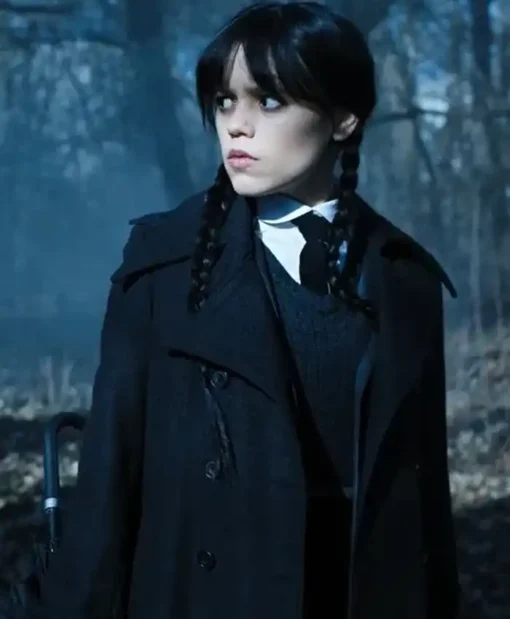 Wednesday 2022 Jenna Ortega Black Coat