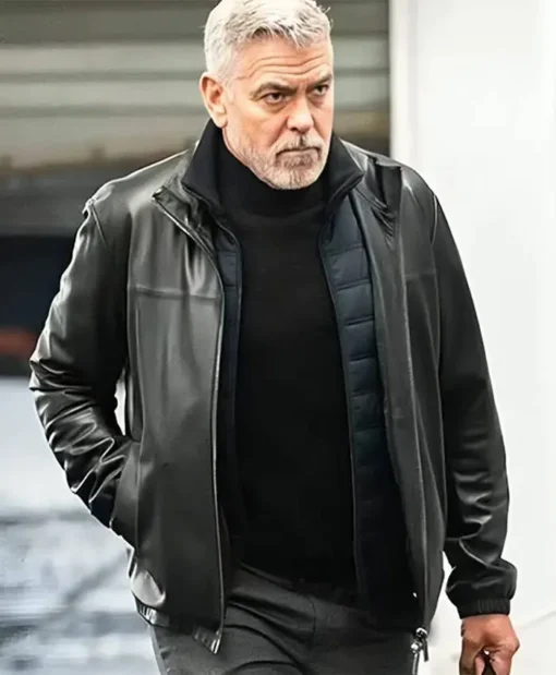 Wolfs George Clooney Leather Black Jacket