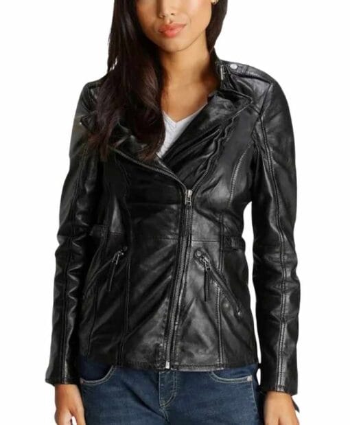 Women Classic Leather Jacket Tina