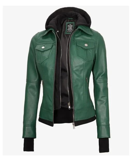 Women Leather Bomber Jacket