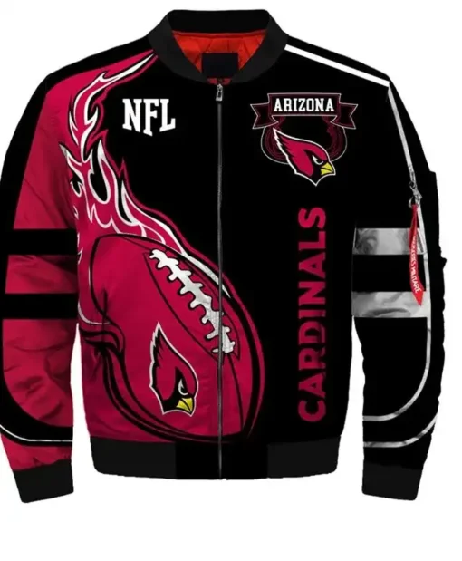 Woodie Arizona Cardinals Red and Black Bomber Jacket