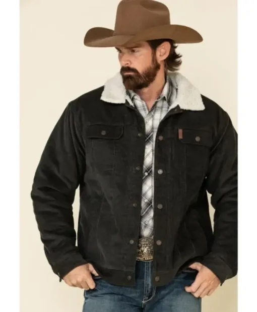 Yellowstone Men’s Black Sherpa Lined Trucker Jacket